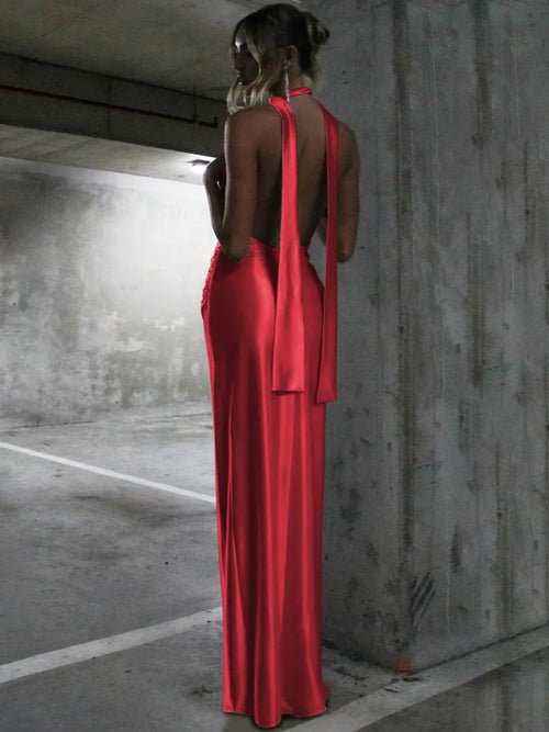 Kyra - Halter V-Neck Dress