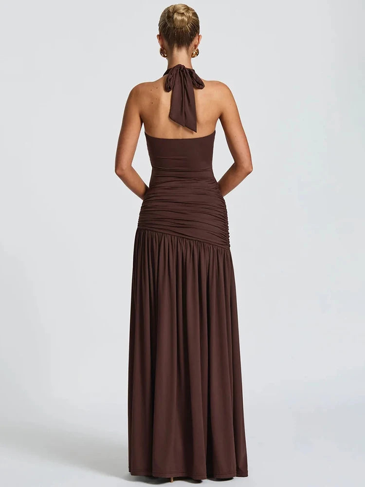 Moka - Backless halter Maxi Dress